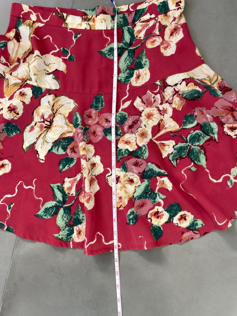Kenzo Red Floral Circle Skirt with Cream & Green Accents - Picture 6 of 6